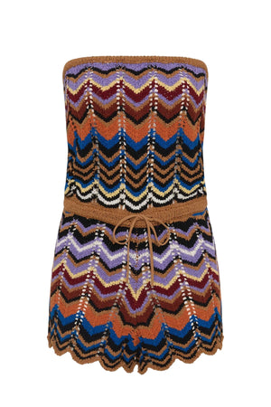Azul Playsuit Cadaqués Stripe by Faithfull the Brand – a striped knit playsuit with strapless fit. Perfect for resort styling.