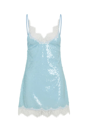 Blair Sequin Lace Mini Dress Blue