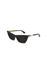 BV1446S001 Black by Bottega Veneta - bold cat eye sunglasses with black frame and grey lenses, perfect for modern statement styling.