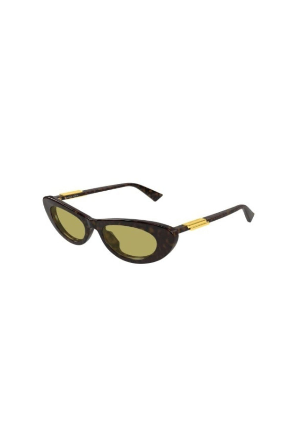 BV1447S002 Havana by Bottega Veneta - oval sunglasses with havana frame and yellow lenses, perfect for bold modern styling.