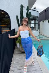 Bahia Pareo Arctic by Baobab, sheer maxi pareo with ruched detail. Perfect for beach coverups or resort wear.