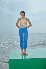 Bahia Pareo Arctic by Baobab, sheer maxi pareo with ruched detail. Perfect for beach coverups or resort wear.