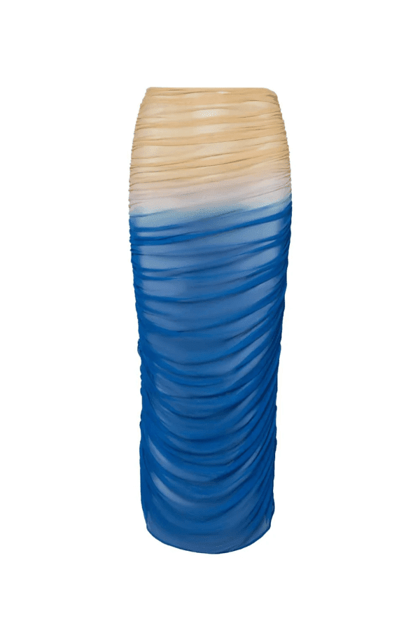 Bahia Pareo Arctic by Baobab, sheer maxi pareo with ruched detail. Perfect for beach coverups or resort wear.