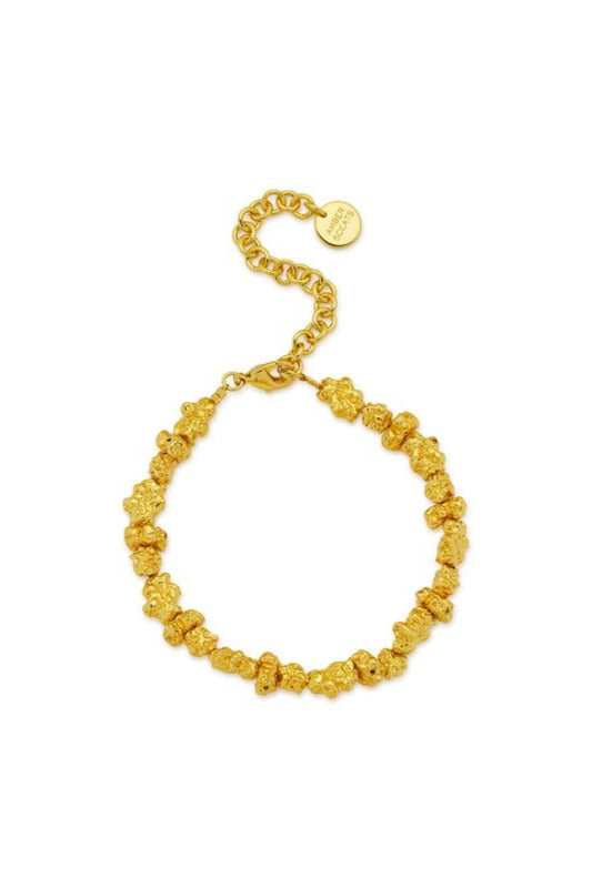 Baja Bracelet by Amber Sceats - gold bracelet with sculptural crushed beads, designed for a bold elevated statement look.