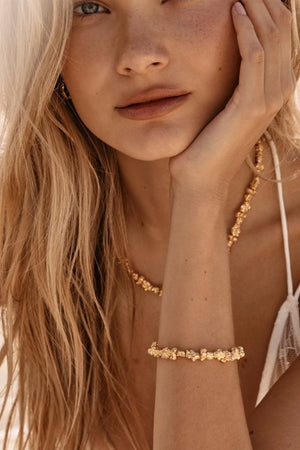 Baja Bracelet by Amber Sceats - gold bracelet with sculptural crushed beads, designed for a bold elevated statement look.