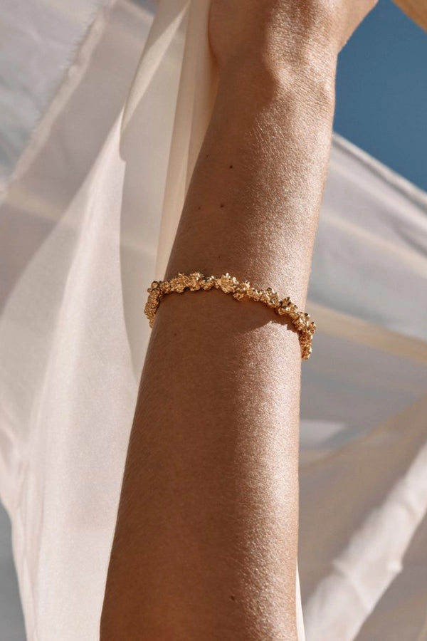 Baja Bracelet by Amber Sceats - gold bracelet with sculptural crushed beads, designed for a bold elevated statement look.