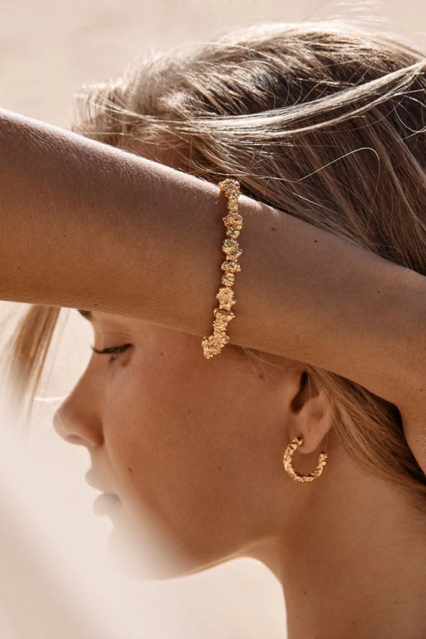 Baja Bracelet by Amber Sceats - gold bracelet with sculptural crushed beads, designed for a bold elevated statement look.
