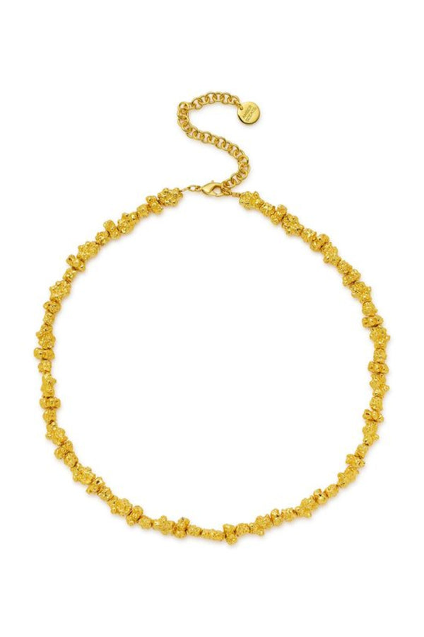 Baja Necklace by Amber Sceats - gold necklace with sculptural crushed beads, designed for bold elevated statement styling.