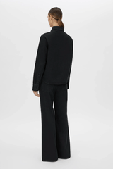 Bay Denim Shirt Inky Black by Camilla and Marc, slim-fit silhouette with monogram embroidery and corozo buttons, perfect for elevated everyday or chic casual looks.