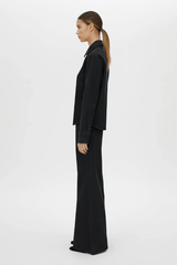 Bay Denim Shirt Inky Black by Camilla and Marc, slim-fit silhouette with monogram embroidery and corozo buttons, perfect for elevated everyday or chic casual looks.