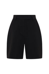 Becca Bermuda Short Black by Sneaky Link, tailored shorts with cross belt loops. Perfect for summer styling or elevated everyday wear.
