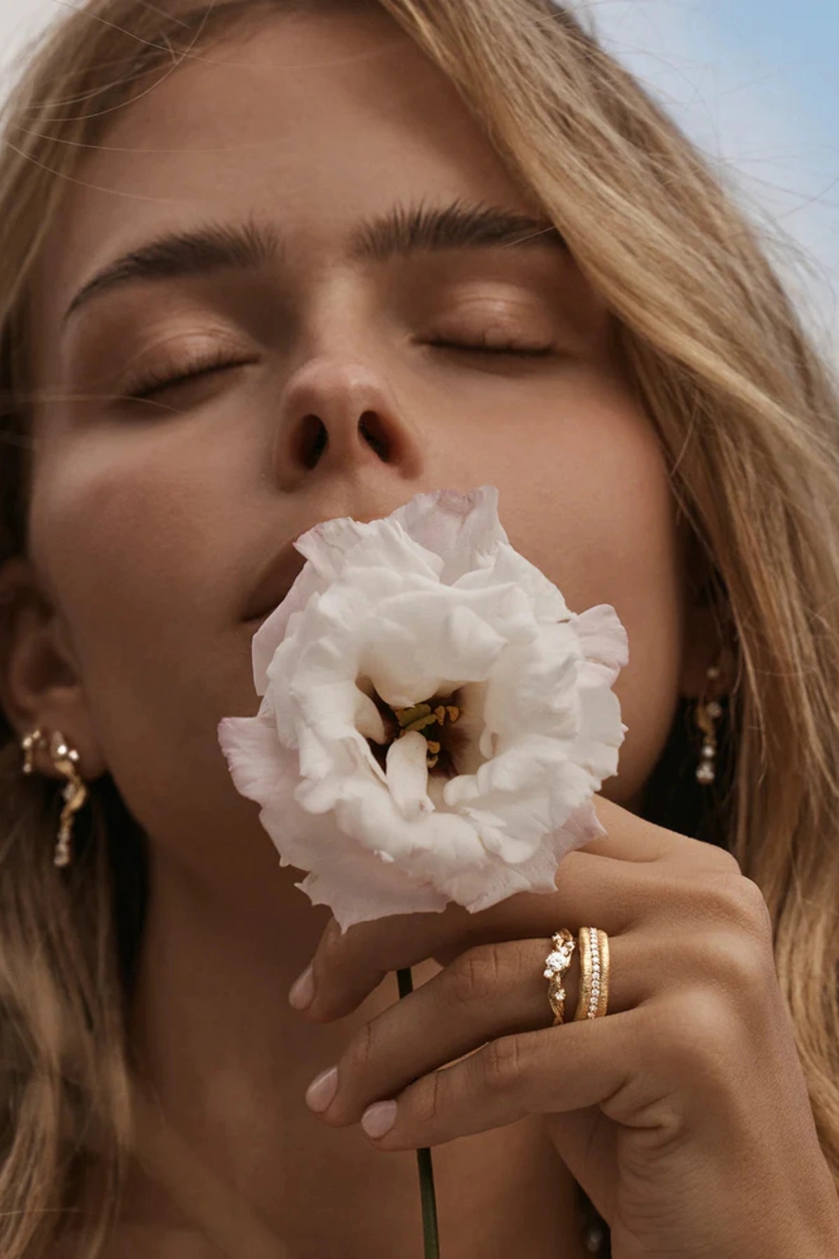 Begin Again Ring by By Charlotte, gold vermeil band with textured leaf detail and cubic zirconias, a trendy piece perfect for layering or meaningful wear.