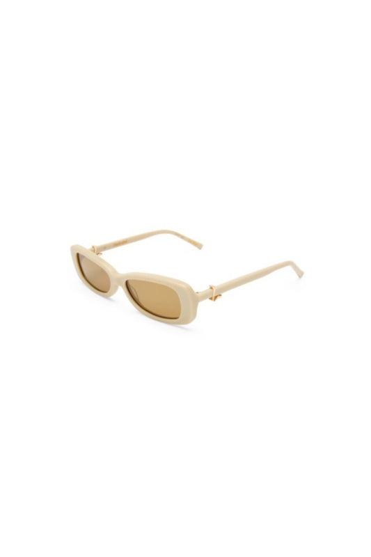 Bella Beige Sunglasses by Luv Lou – a slim rectangular frame with khaki brown lenses and gold hardware. Perfect for timeless everyday wear.