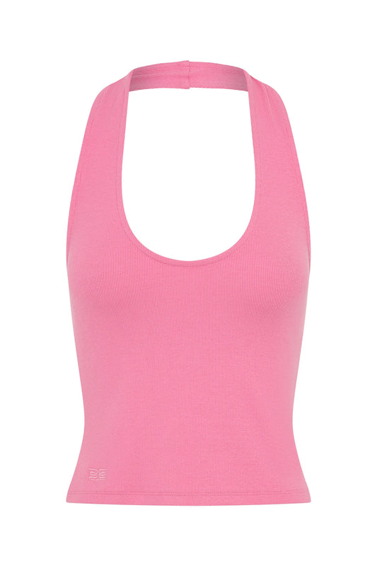 Bella Halter Tank by Sneaky Link – a halter top with scoop neckline and open back. Perfect for everyday styling.