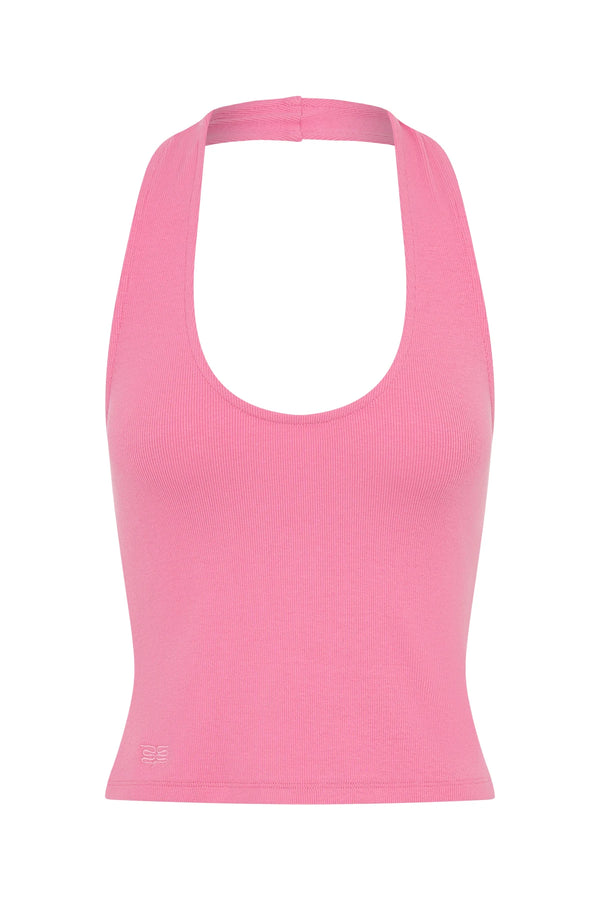 Bella Halter Tank by Sneaky Link – a halter top with scoop neckline and open back. Perfect for everyday styling.