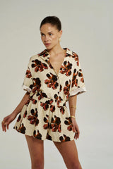 Big Shirt Butter Fleur by Summi Summi – relaxed floral button up shirt with short sleeves and linen blend fabric.