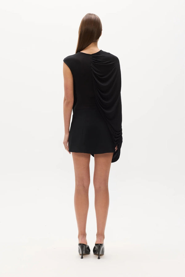 Birdie Bodysuit Shadow by Bayse – asymmetric draped bodysuit with gathered detailing and sculpted silhouette.