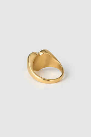 Bisou Heart Ring by Arms of Eve, a 14k gold PVD heart signet ring with cubic zirconia detailing.