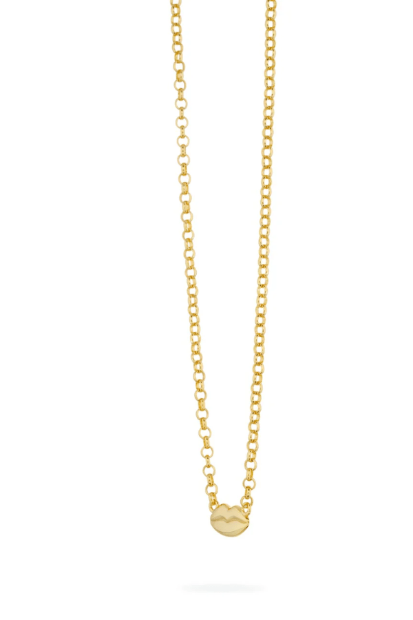 Bisous Necklace in Gold by Avant Studio, gold chain with lips charm detail. Perfect for everyday wear or a playful gift.