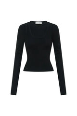 Black Yianni Layered Long Sleeve Top with a fitted silhouette and subtle layered detailing on the sleeves.