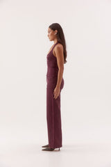 Blaine Denim Bodice Vino by Sovere, halter neck cotton blend denim top with scoop neckline and tailored fit.