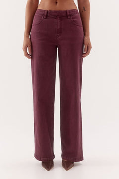 Blaine Denim Jeans Vino by Sovere, mid-rise straight leg cotton blend denim jeans with tailored detailing.