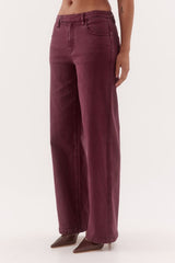 Blaine Denim Jeans Vino by Sovere, mid-rise straight leg cotton blend denim jeans with tailored detailing.