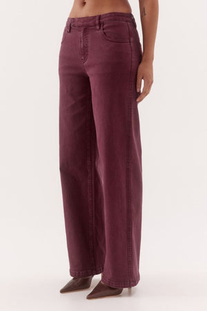 Blaine Denim Jeans Vino by Sovere, mid-rise straight leg cotton blend denim jeans with tailored detailing.
