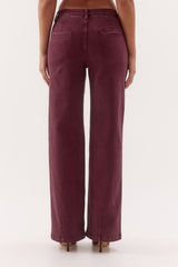 Blaine Denim Jeans Vino by Sovere, mid-rise straight leg cotton blend denim jeans with tailored detailing.