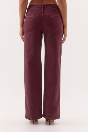 Blaine Denim Jeans Vino by Sovere, mid-rise straight leg cotton blend denim jeans with tailored detailing.