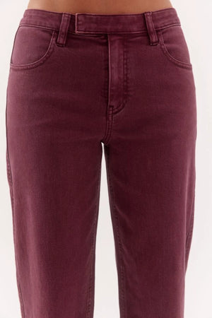 Blaine Denim Jeans Vino by Sovere, mid-rise straight leg cotton blend denim jeans with tailored detailing.