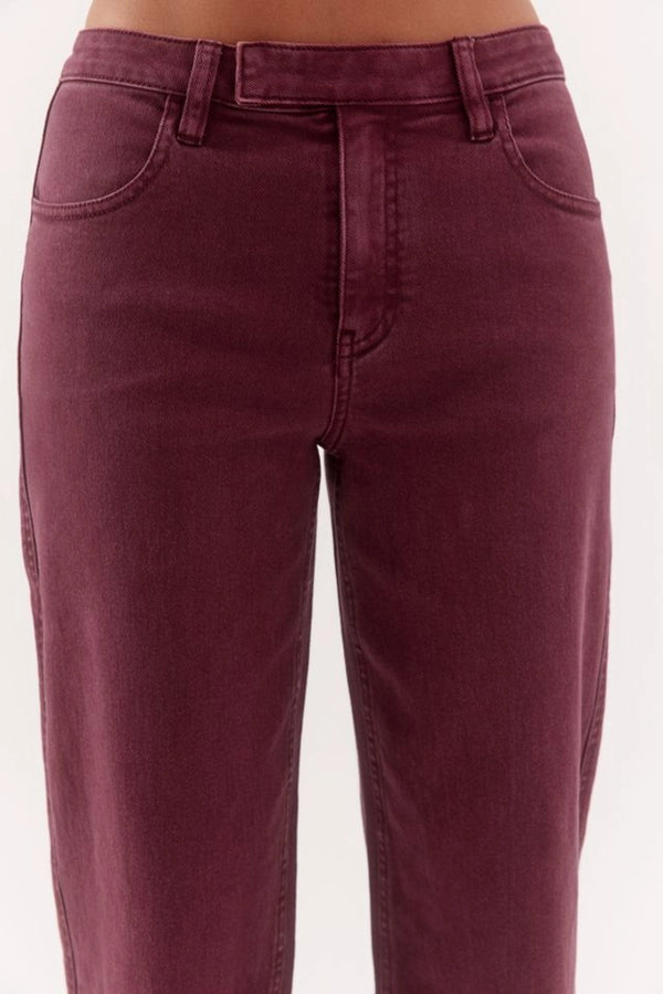 Blaine Denim Jeans Vino by Sovere, mid-rise straight leg cotton blend denim jeans with tailored detailing.