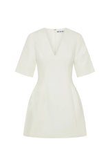 Bobbie V Neck Mini Dress White by Sneaky Link, a tailored mini with deep V neckline and sculpted fit, perfect for events or nights out.