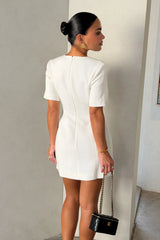 Bobbie V Neck Mini Dress White by Sneaky Link, a tailored mini with deep V neckline and sculpted fit, perfect for events or nights out.