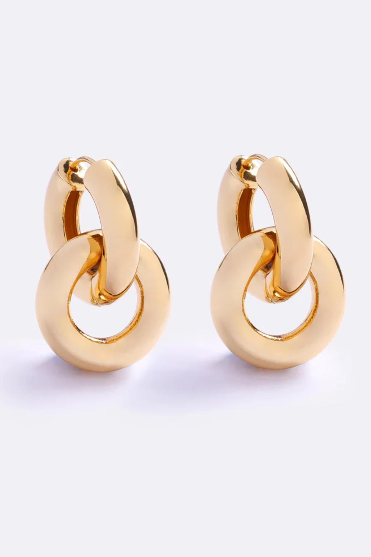 Bondi Babe Earrings Gold by Emma Pills, a modular double hoop earring with removable layer for versatile everyday styling.