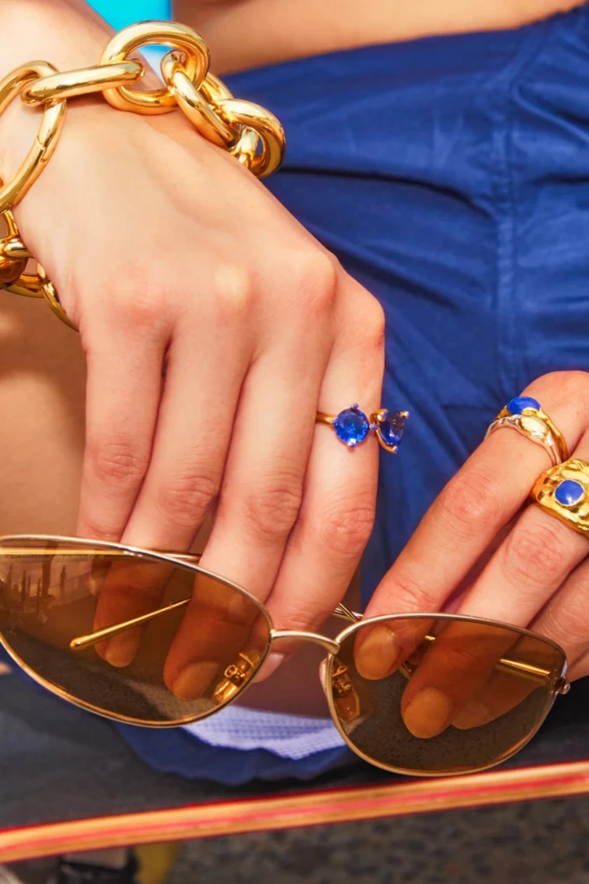 Bondi Breeze Bracelet Gold by Emma Pills, an oversized gold plated chain bracelet with bold links for modern statement styling.