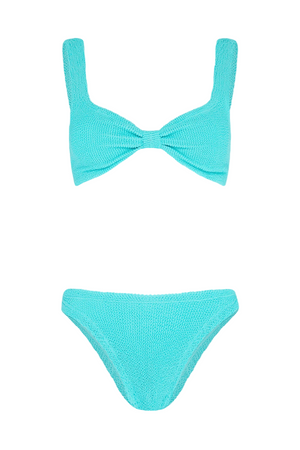 Bonnie Bikini by Hunza G, crinkle bikini with gathered top and high waist bottoms. Perfect for beach days or retro inspired swim looks.