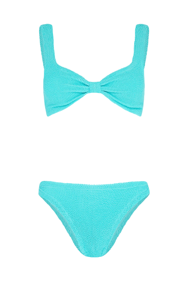 Bonnie Bikini by Hunza G, crinkle bikini with gathered top and high waist bottoms. Perfect for beach days or retro inspired swim looks.