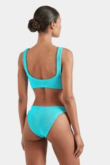 Bonnie Bikini by Hunza G, crinkle bikini with gathered top and high waist bottoms. Perfect for beach days or retro inspired swim looks.