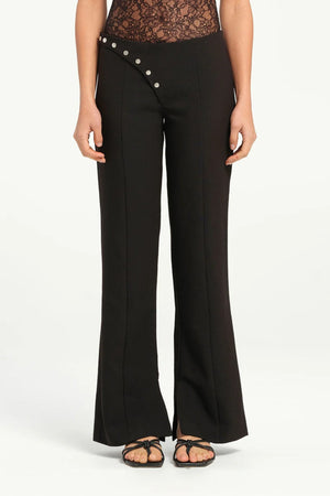 Braxton Saddle Pant Black by Benni - tailored slim fit pants with panel detail and leg splits, designed for a clean modern silhouette.