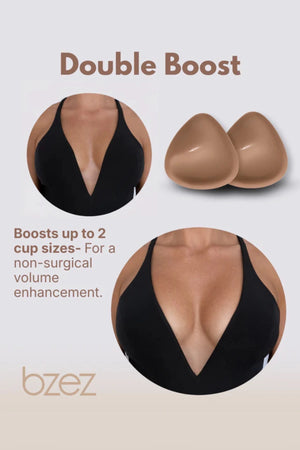 Breast Enhancer Inserts Double Boost by Bzez, reusable double-sided adhesive padding for dramatic volume and seamless shaping.