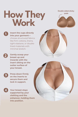 Breast Enhancer Inserts Double Boost by Bzez, reusable double-sided adhesive padding for dramatic volume and seamless shaping.