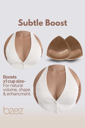 Breast Enhancer Inserts Subtle Boost by Bzez, reusable adhesive padding for natural volume and seamless shaping under fitted outfits.