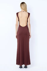 Brigitte Cowl Maxi Dress in Blackberry by Bec + Bridge – backless stretch jersey maxi with deep cowl neckline.