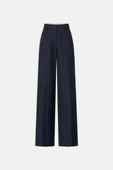 Brody Pant in French Navy Stripe by Camilla and Marc, a wide-leg tailored pant with pressed creases and classic striped finish.