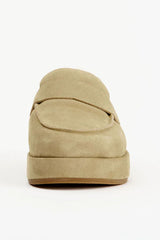 Burkley Dune Suede Shearling by Alias Mae - suede slip on loafer with shearling lining and flatform sole, perfect for cozy elevated everyday wear.