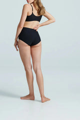 Butter High-Rise Bikini in Black by Commando, ultra-soft Austrian modal blend with high-rise fit and raw-cut edges for seamless, all-day comfort.