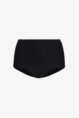 Butter High-Rise Bikini in Black by Commando, ultra-soft Austrian modal blend with high-rise fit and raw-cut edges for seamless, all-day comfort.