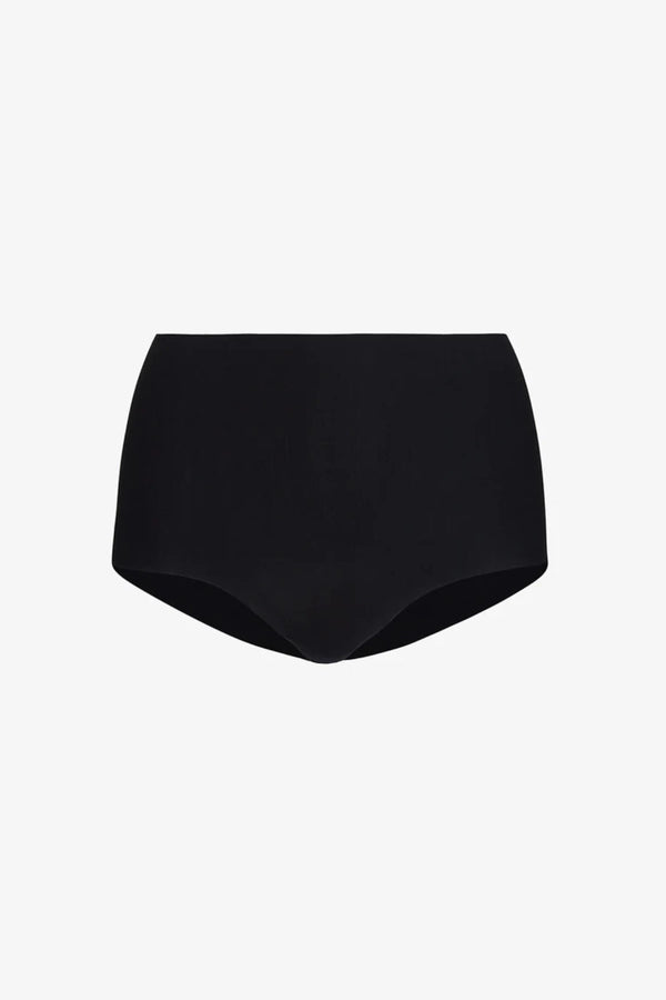 Butter High-Rise Bikini in Black by Commando, ultra-soft Austrian modal blend with high-rise fit and raw-cut edges for seamless, all-day comfort.