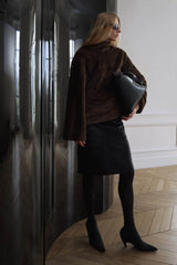 Nala Furry Pullover Top Truffle by Camilla and Marc, luxe faux fur pullover with relaxed silhouette and high neck